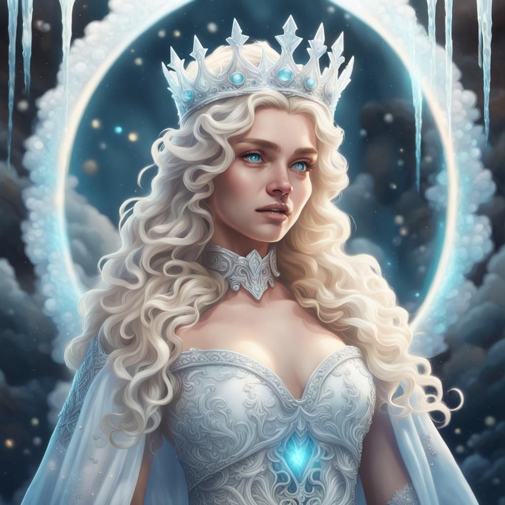 Ice Queen Portrait in Hyperreal Comic Style
