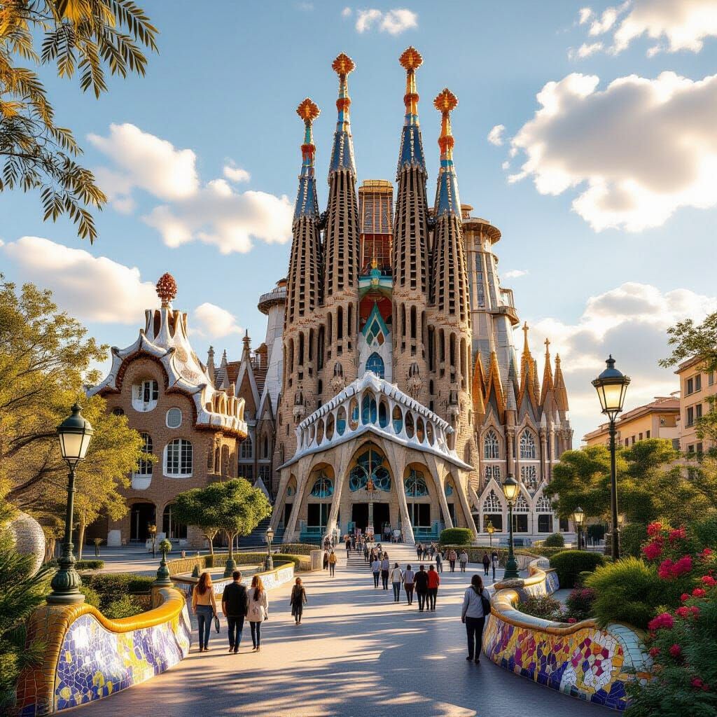 Art Nouveau Cityscape Inspired by Gaudi's Dream