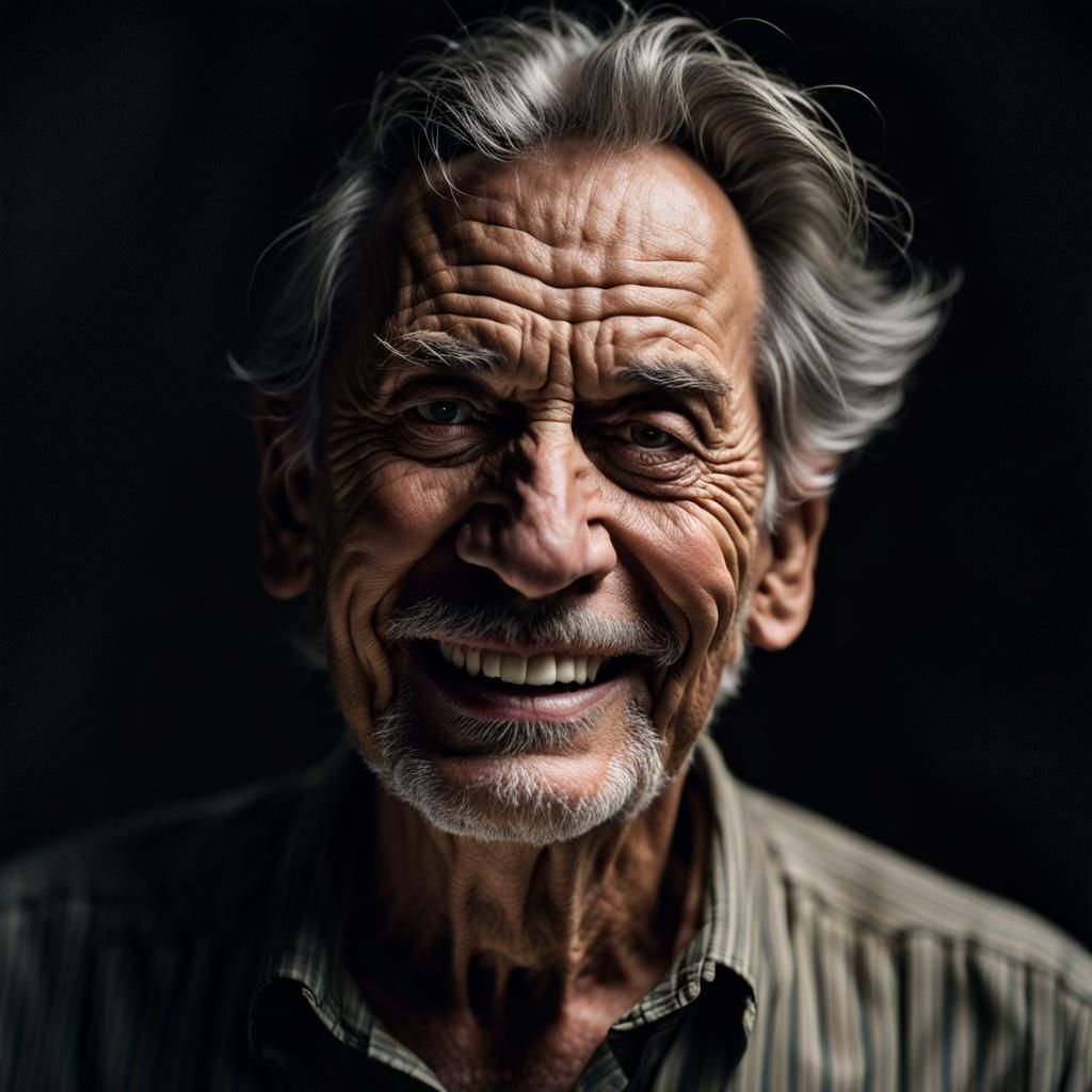 Dramatic Portrait of 70-Year-Old Actor in Dark Room