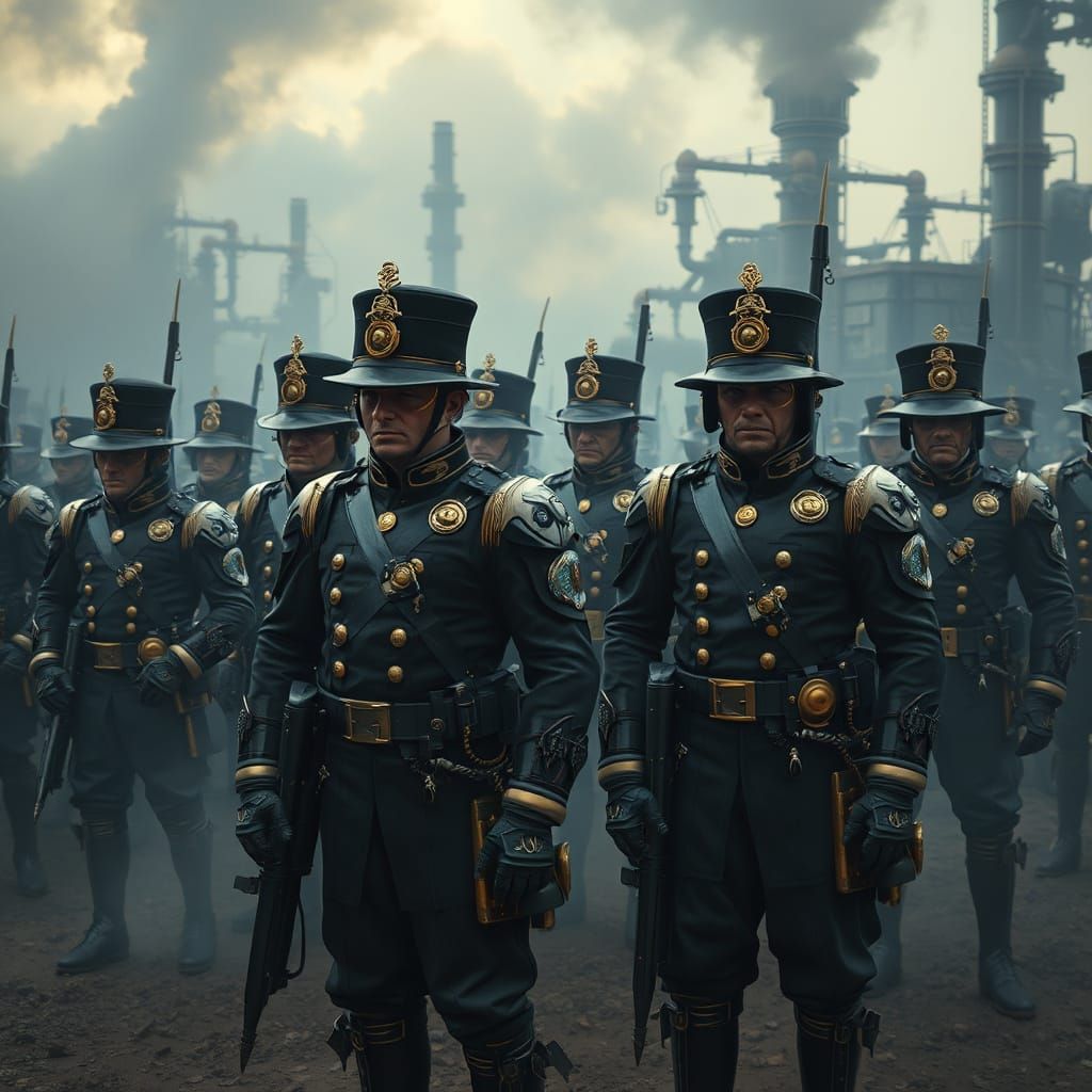 Steampunk Soldiers on a Victorian-Era Battlefield