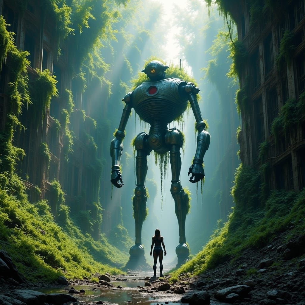 Weathered Automaton in Overgrown Jungle Ruins