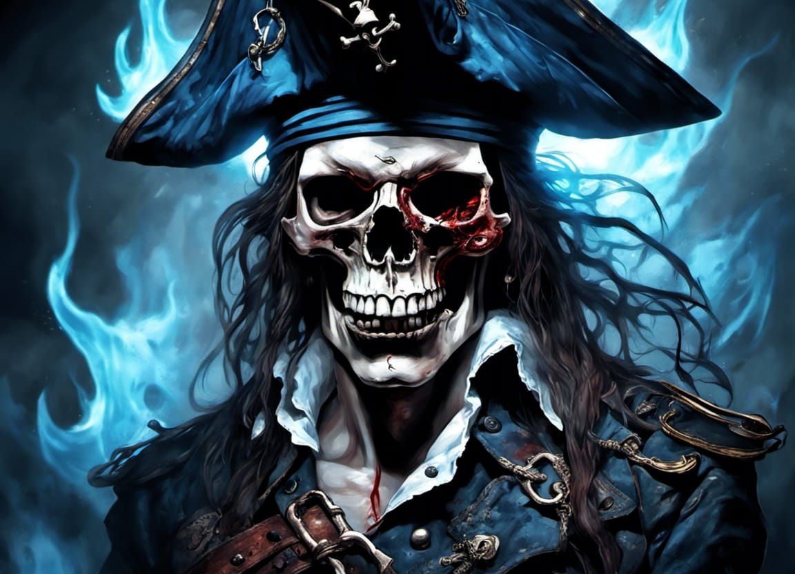 Nightmare Undead Pirate Captain on Dark Ship