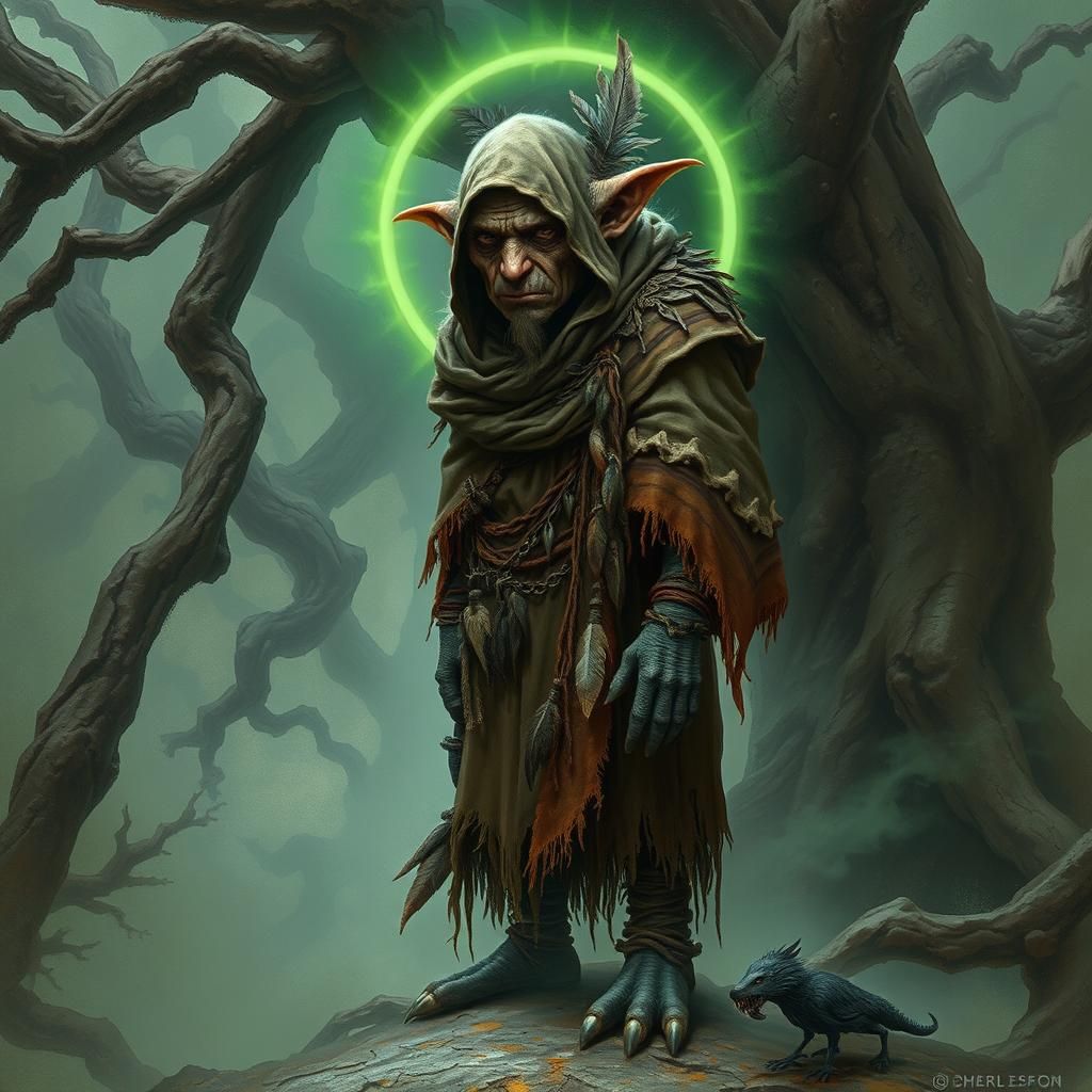 Mystical Goblin Shaman in Dark Fantasy Style