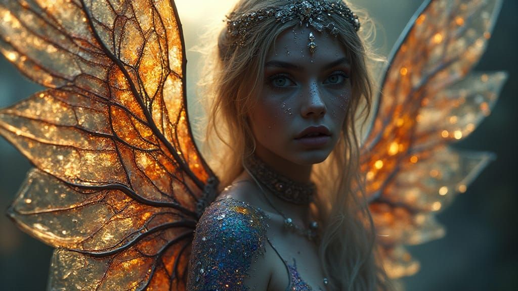 Archangel Goddess in Stained Glass Nebulae