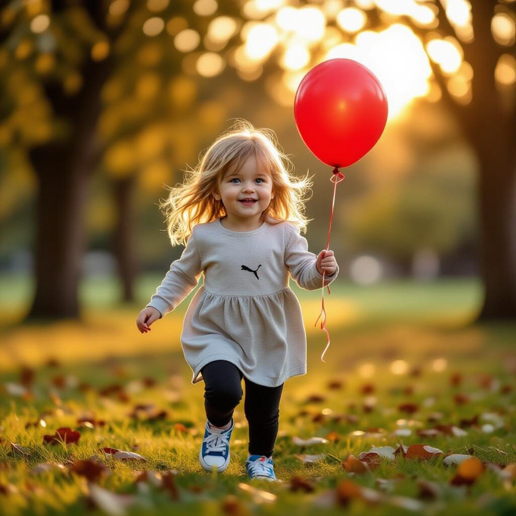 Photorealistic Image of a Toddler Girl with a Balloon
