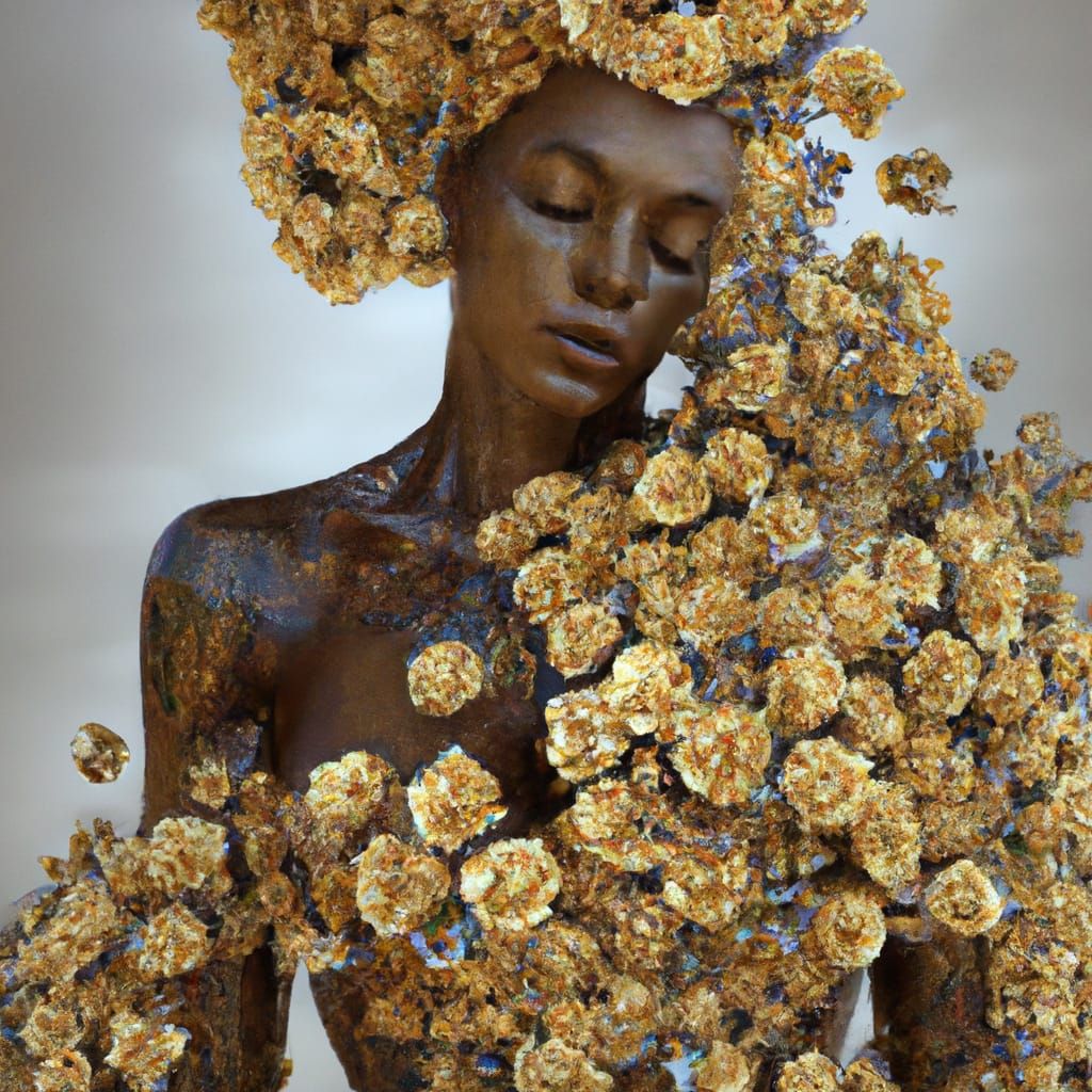 Golden Rose Ballgown on Dark-Skinned Beauty