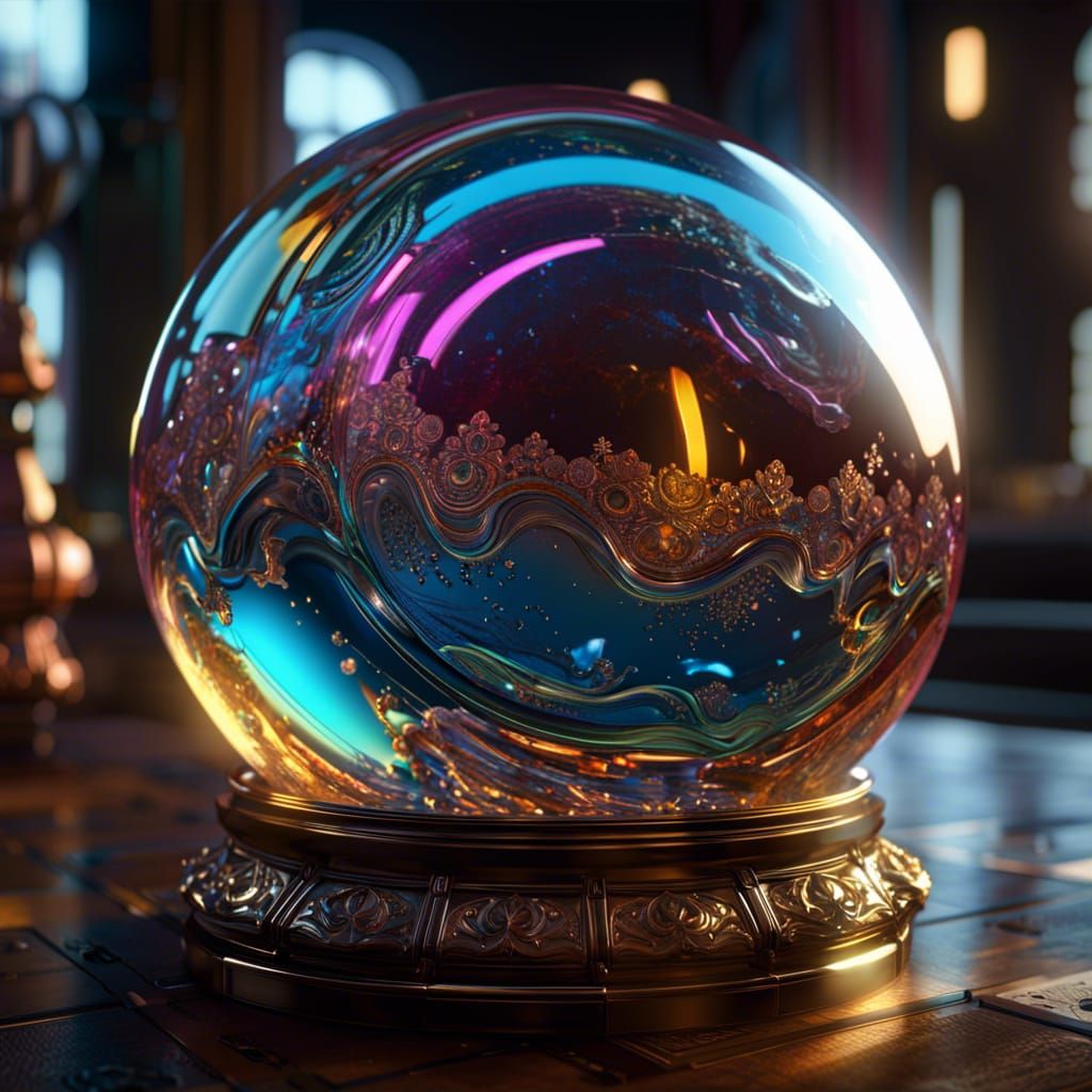 Glass Sphere Refracting Light in Surreal Scene