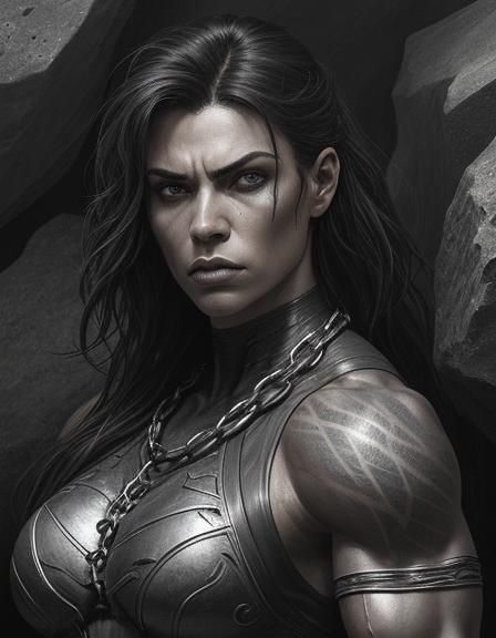 Athletic and muscular, the woman with the body realizes that...