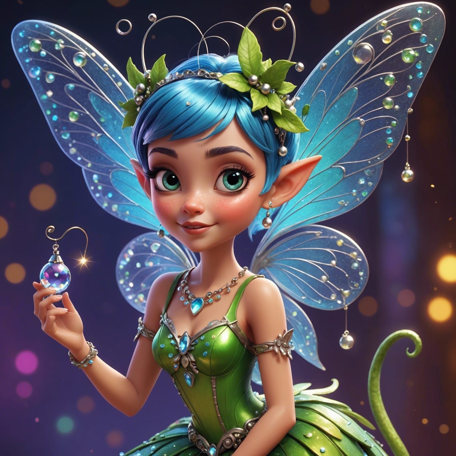 Whimsical Pixie in Dreamy 3D Digital Art