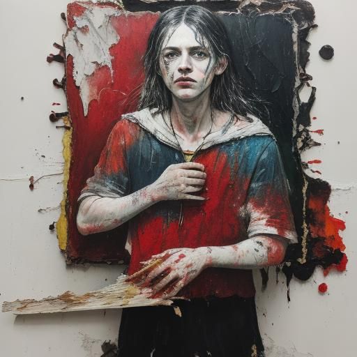 Haunted Attic: Impasto Mixed Media in Expressionist Style