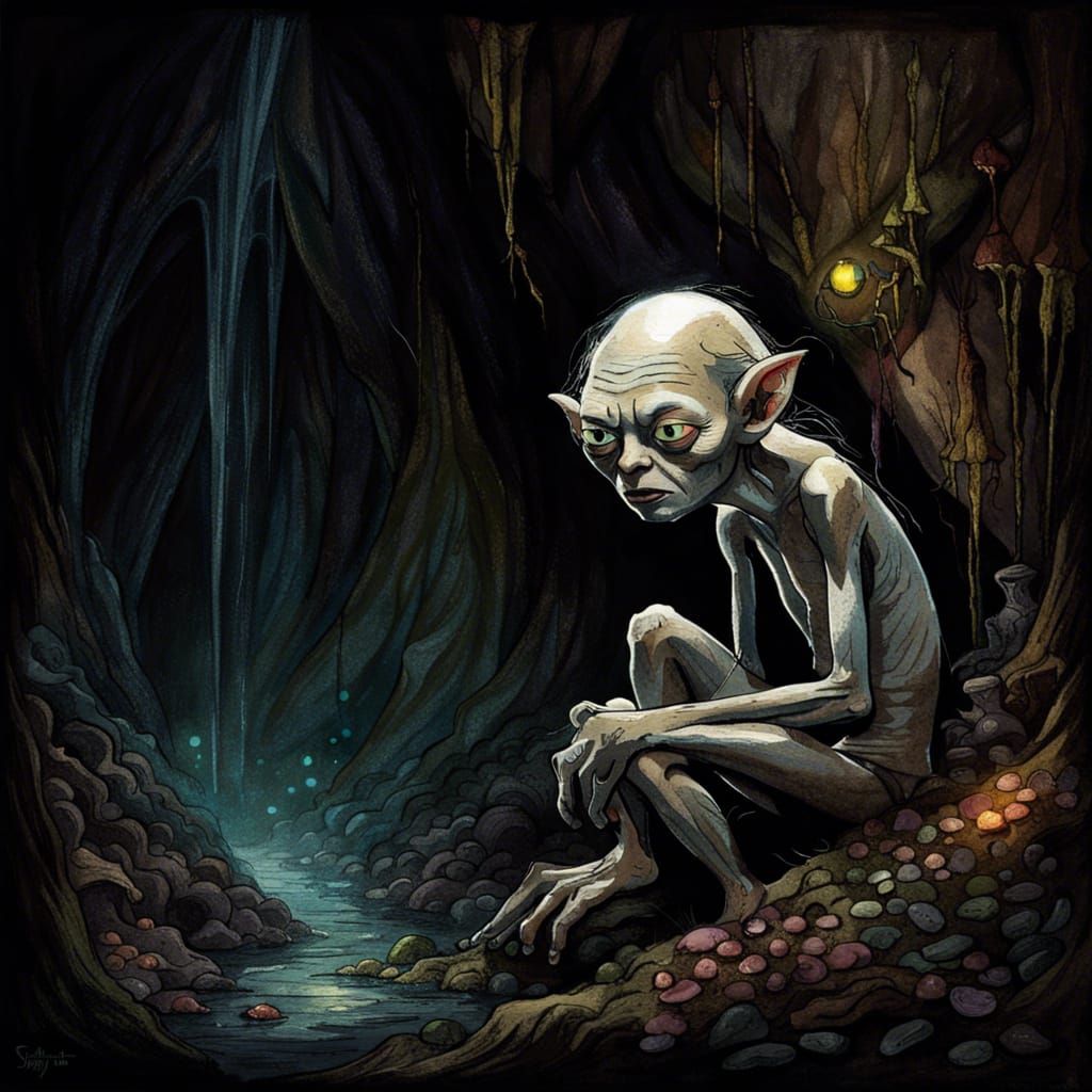 Gollum in Froud-Inspired Fungi Cavern