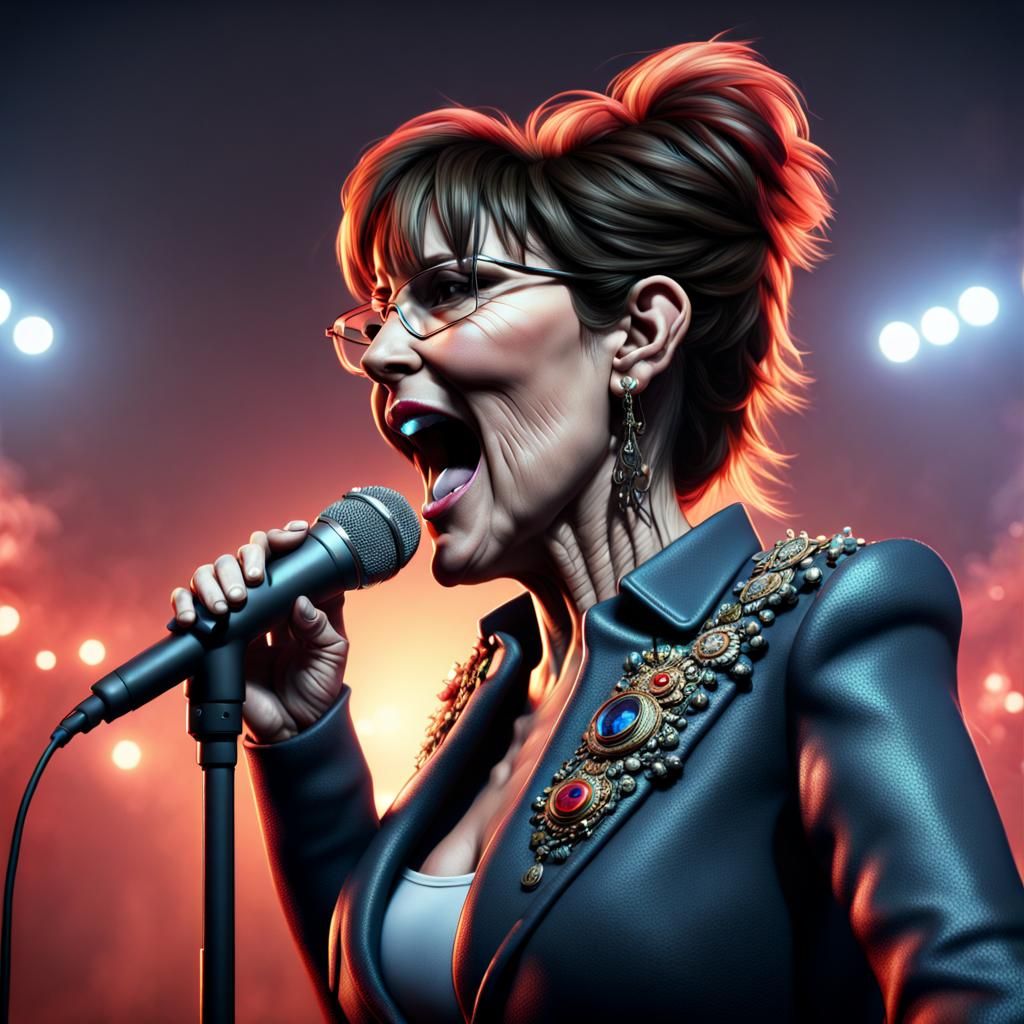 Sarah Palin Punk Singer Matte Painting