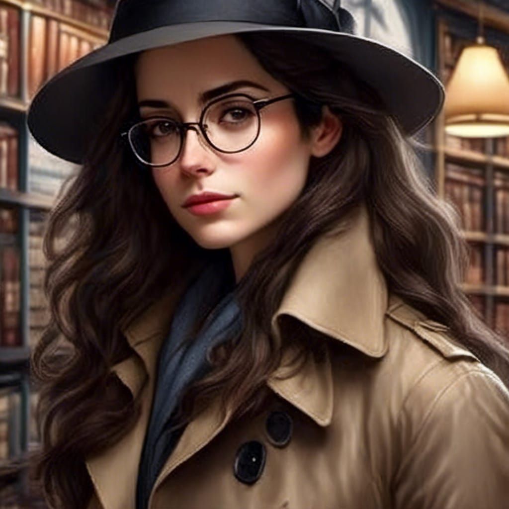 Jewish Woman in Bookstore: Hyperrealistic Portrait