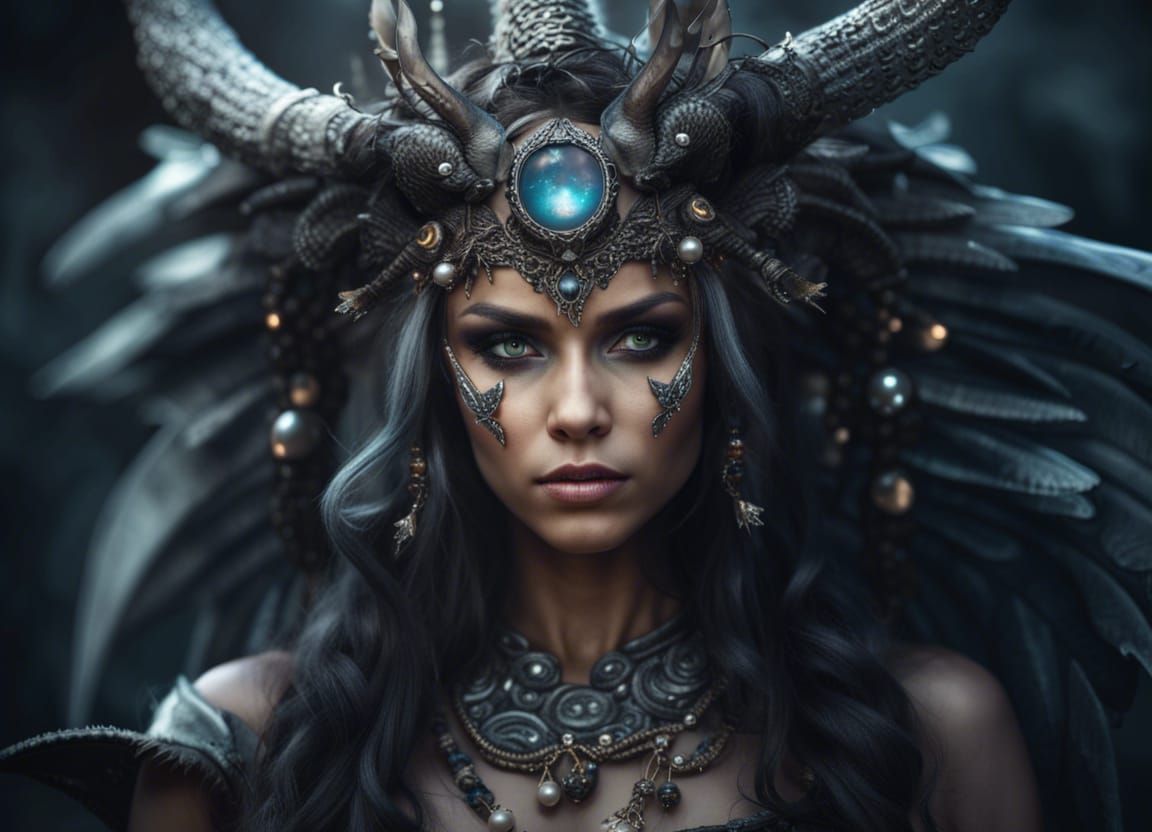 Viking Shaman with Dragon Wings: Photorealistic Image