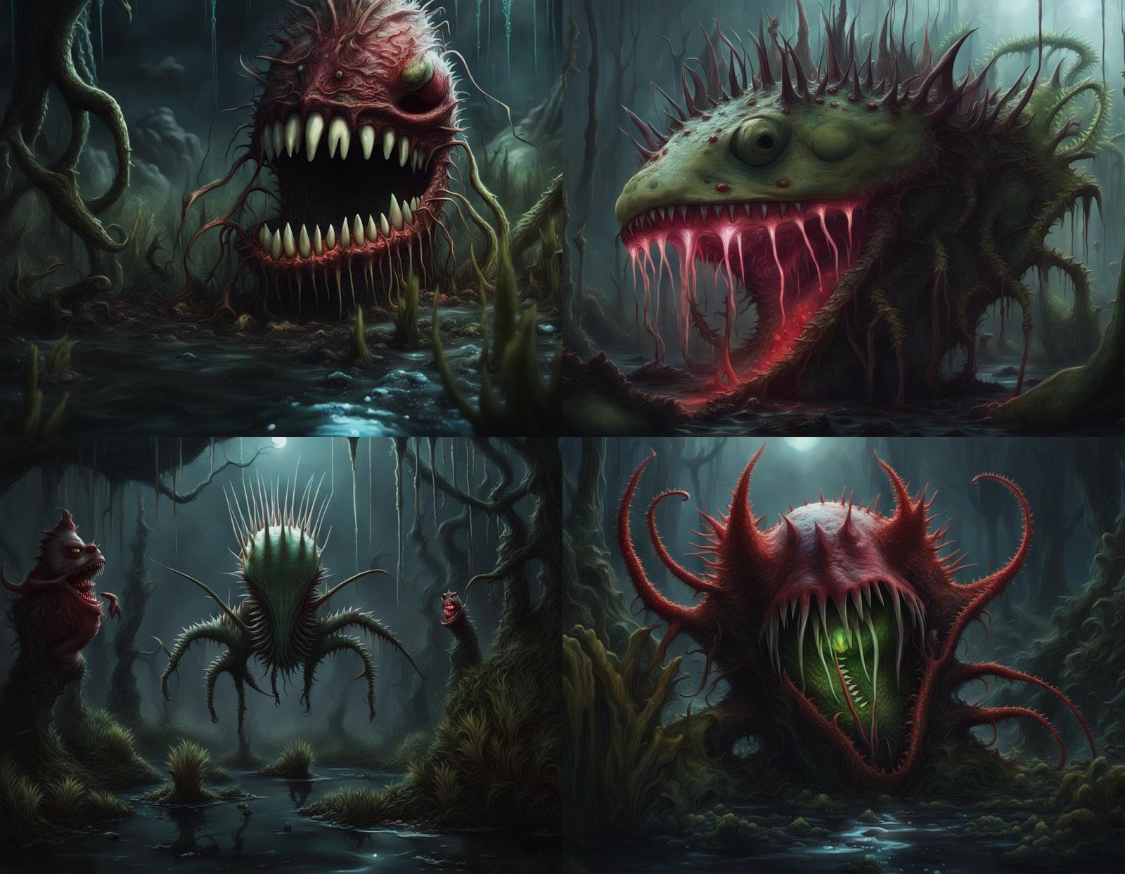 Bioluminescent Venus Flytrap Monster with Beating Heart