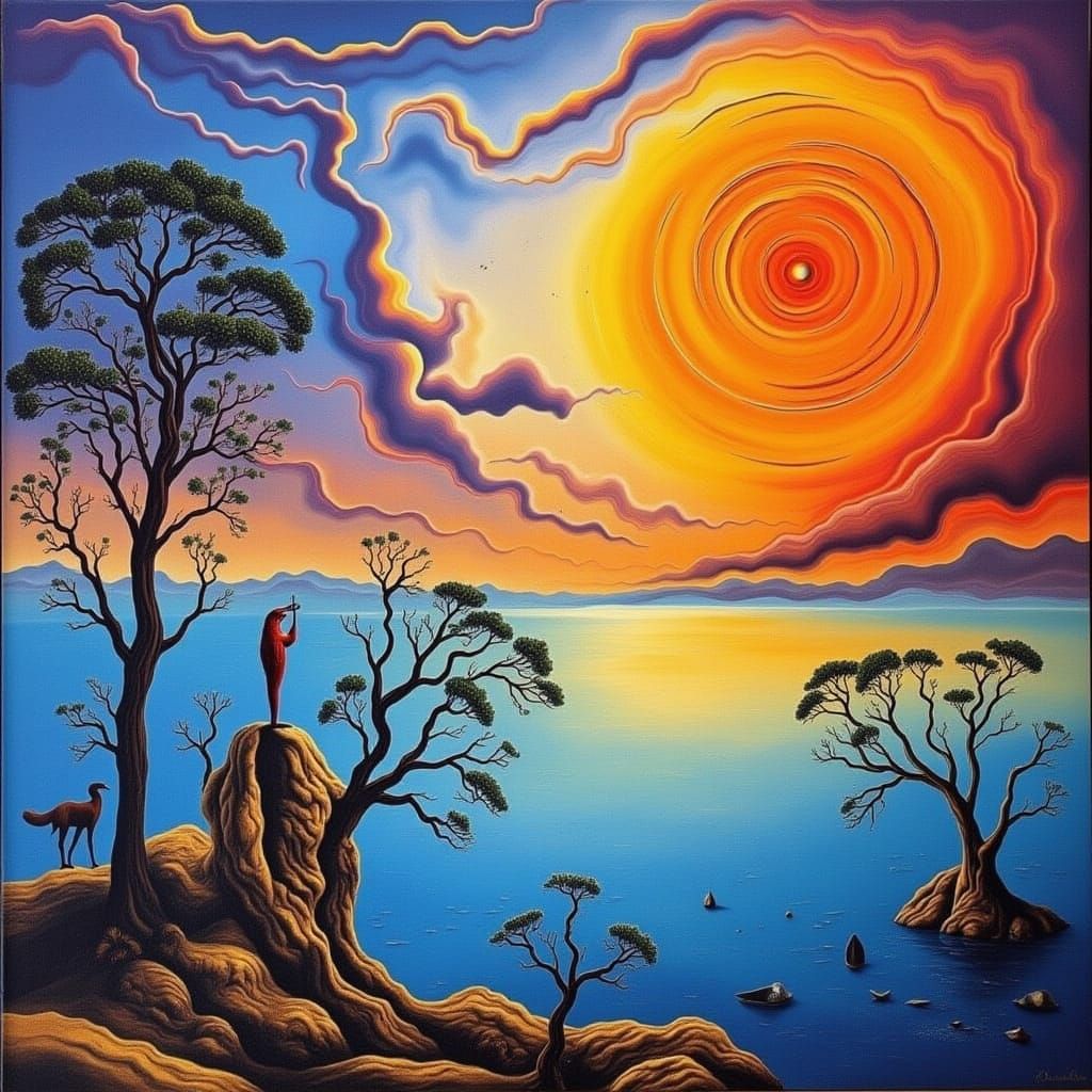 Alien Landscape Under a Giant Moon