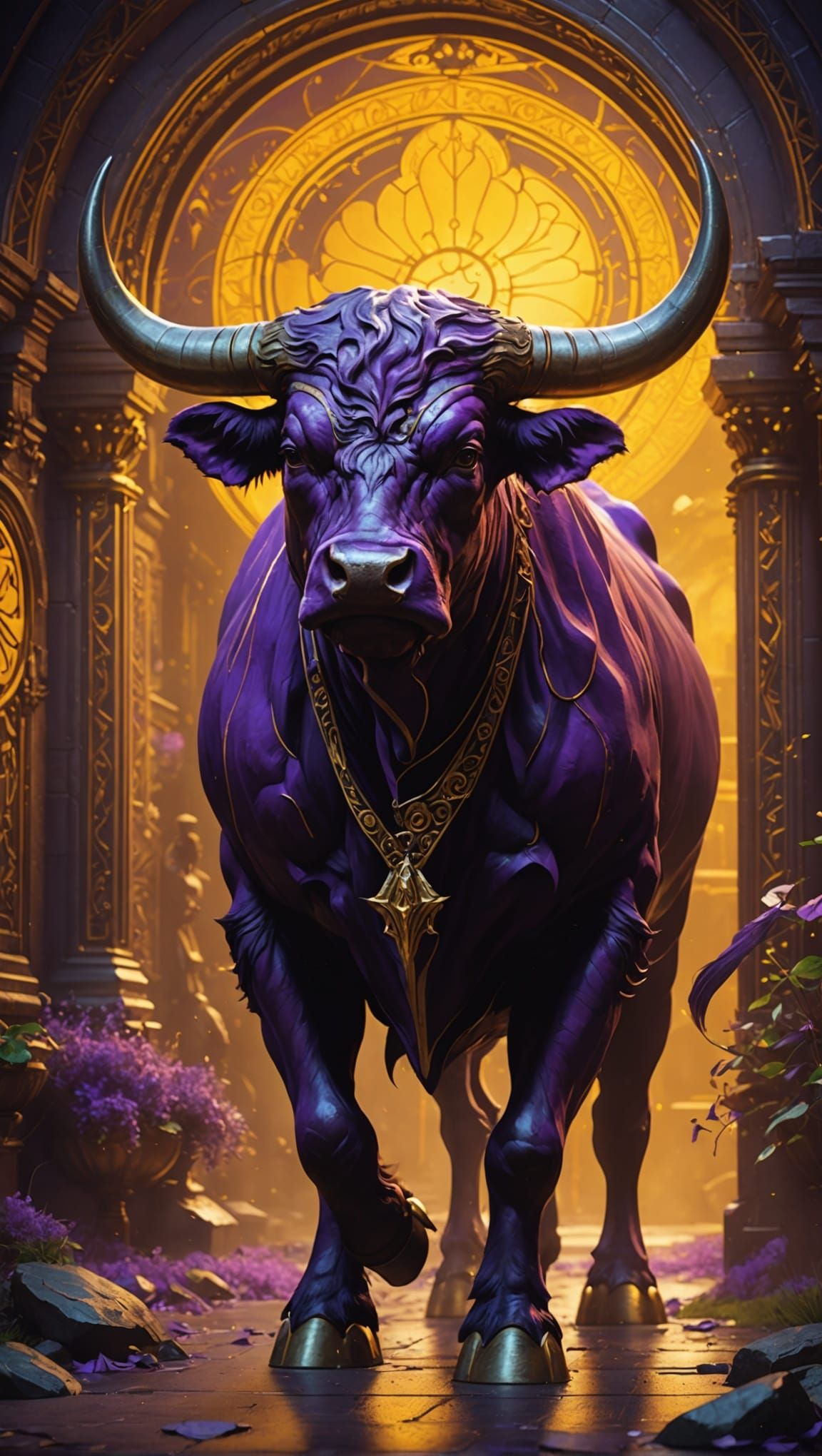 Dark Fantasy Bull in Hyperdetailed Digital Art