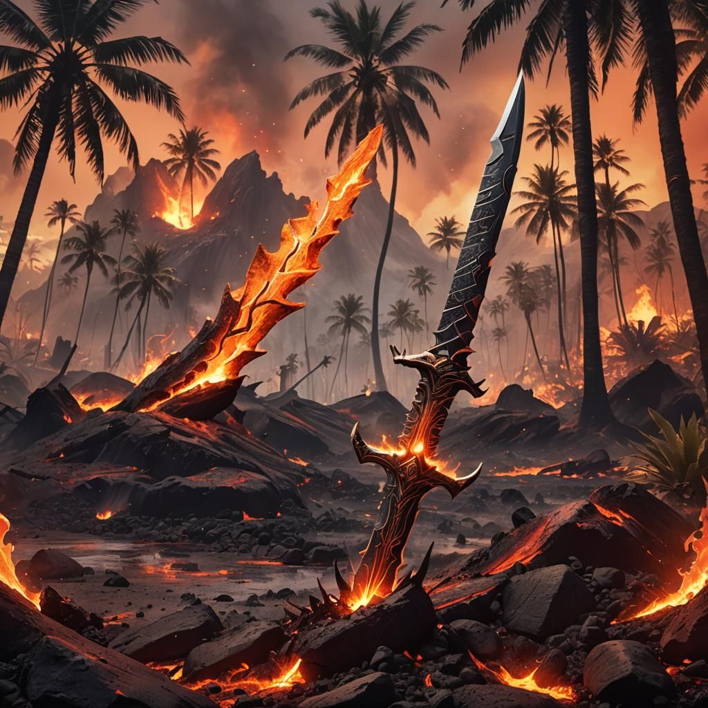 Volcanic Pirate Sword in Fiery Palm Inferno