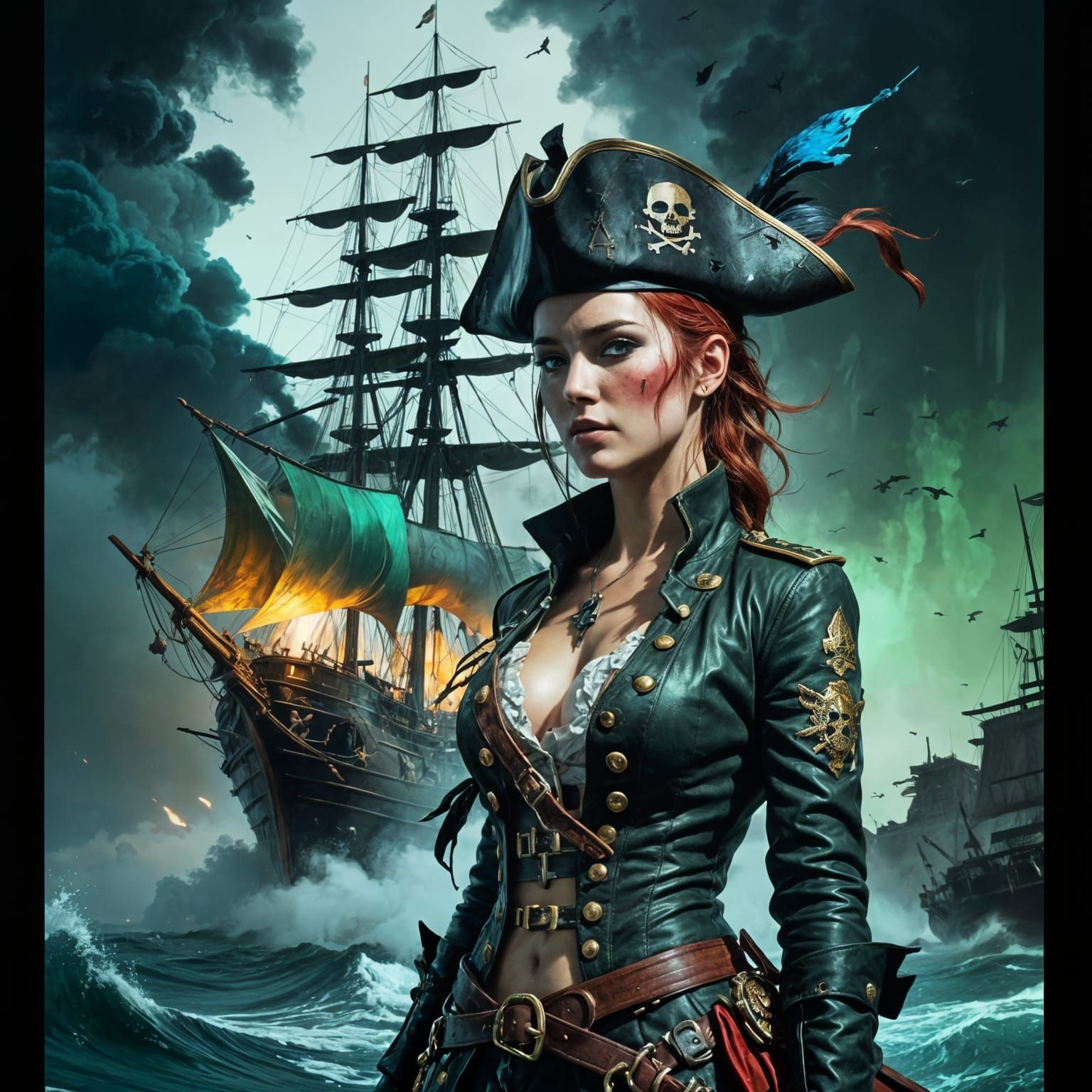 Majestic Pirate Captain Surrounded by Glowing Neverland