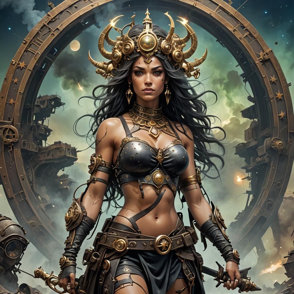 Post-Apocalyptic Libra with Smoke and Stars