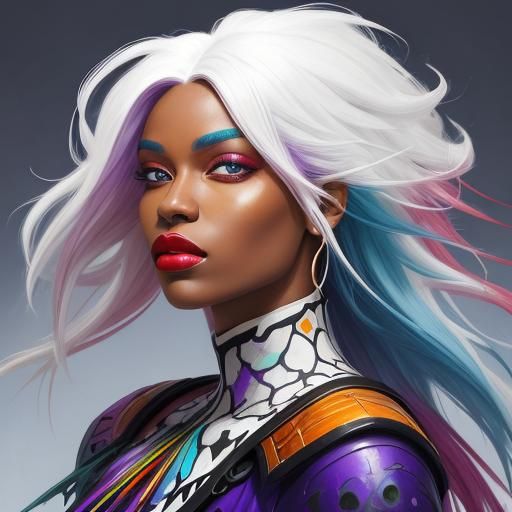 Vibrant Abstract Portrait of Woman with Heterochromatic Eyes