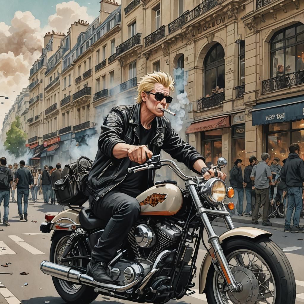 Greg K Rides Harley in Anime Style