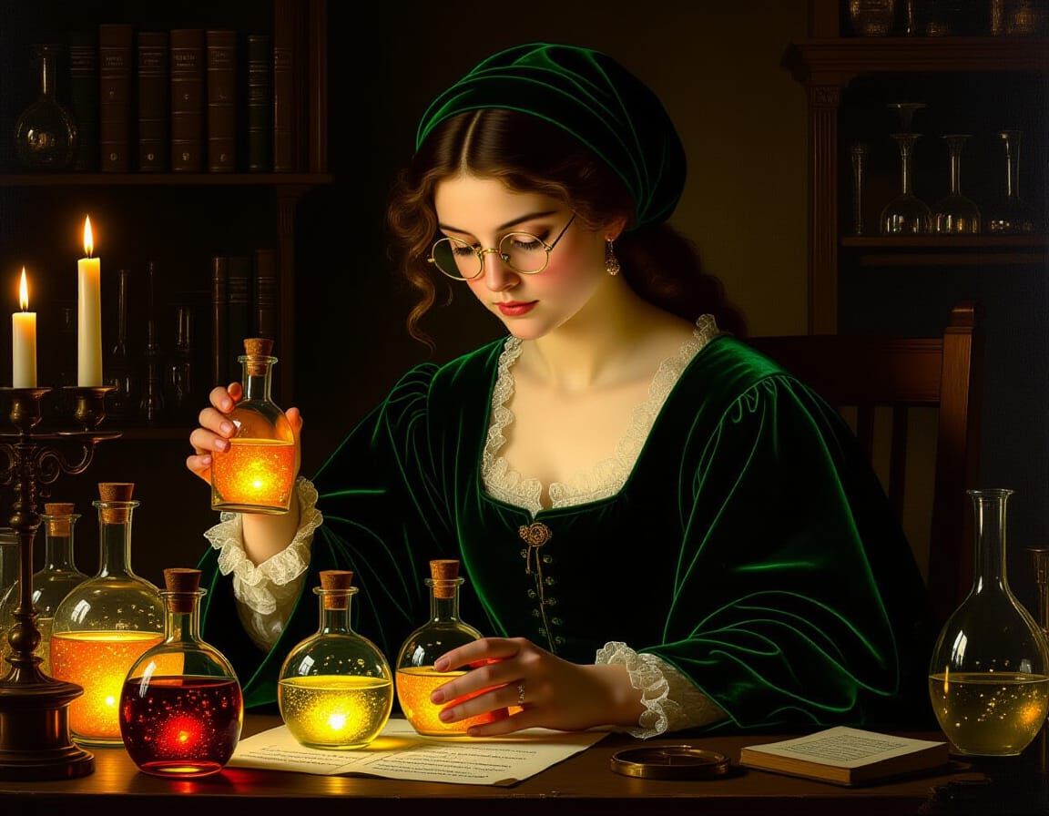 Renaissance Alchemist in Baroque Oil Painting Style