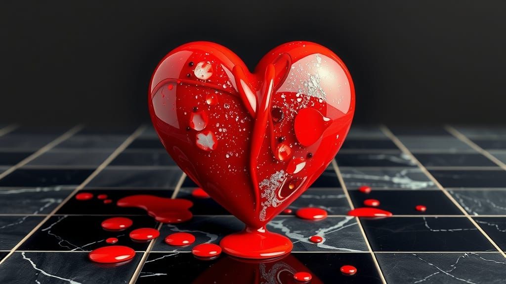 Bleeding Murano Glass Heart in Vibrant Color Palette