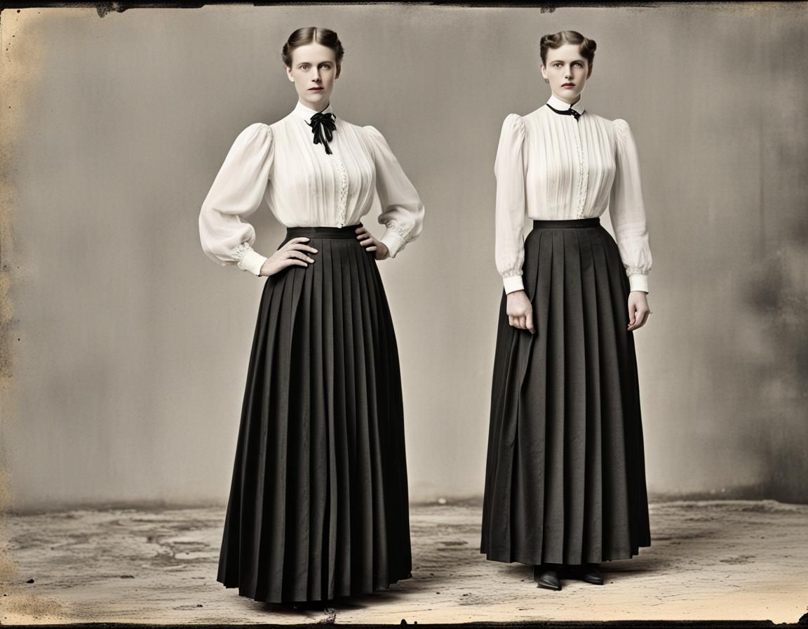 Governess in White Blouse and Black Skirt