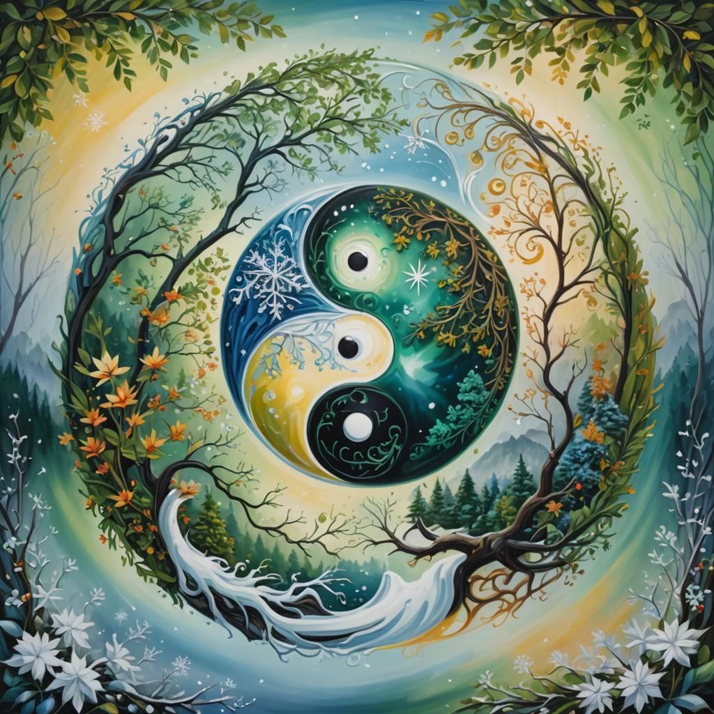 Surreal Winter Summer Yin Yang Harmony