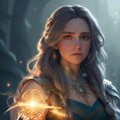 Magical Woman Portrait in High Fantasy Art Style