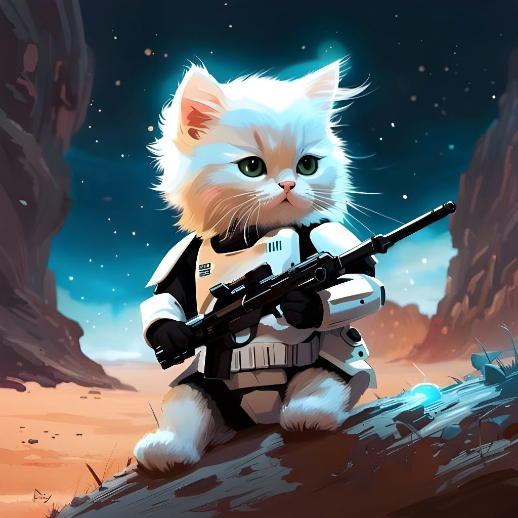 Chibi Kitten Stormtrooper on Tatooine