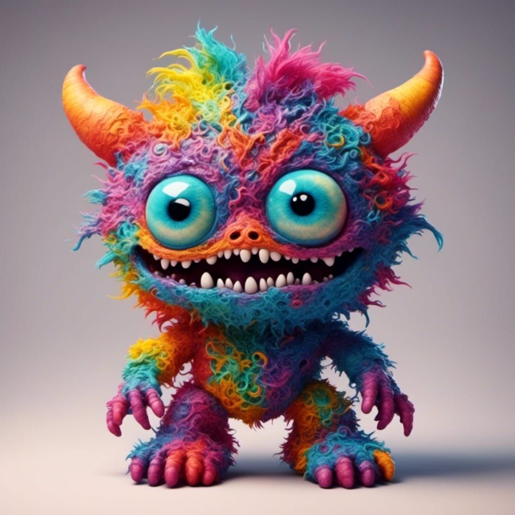 Adorable Multicolored Baby Monster Character
