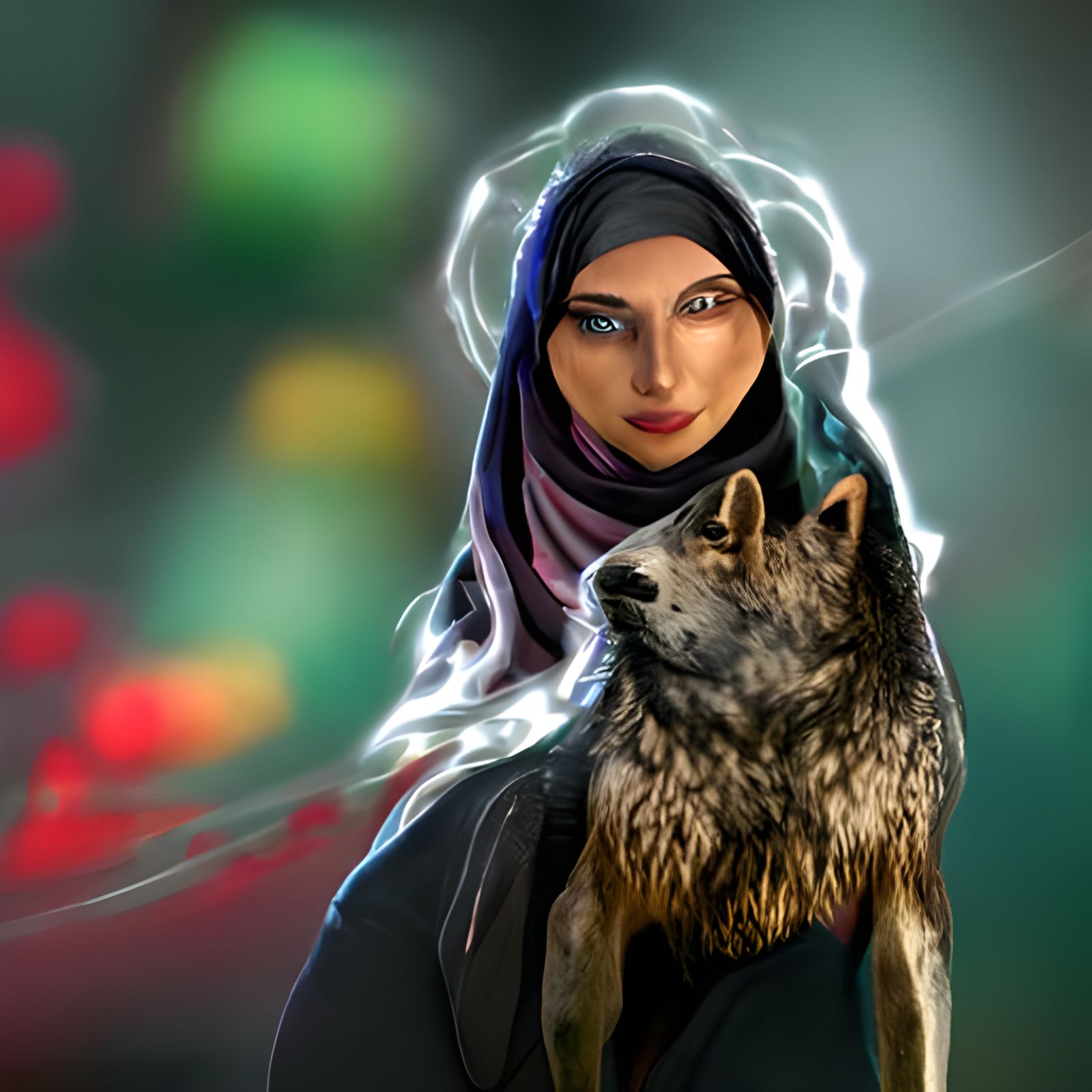 Woman and Wolf in Magical Concept Art