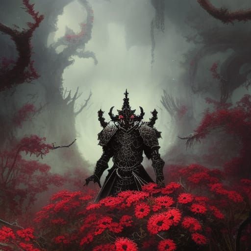 High Gothic Demon Lord in Crimson Garden