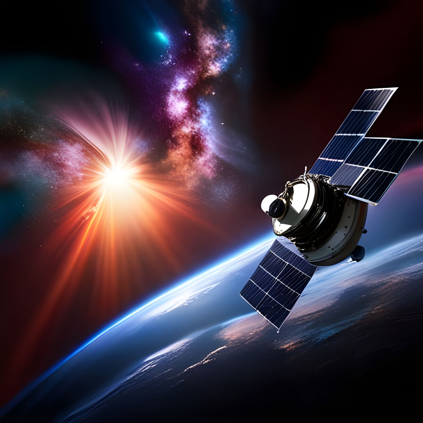 Realistic Space Telescope and Station Among Stars