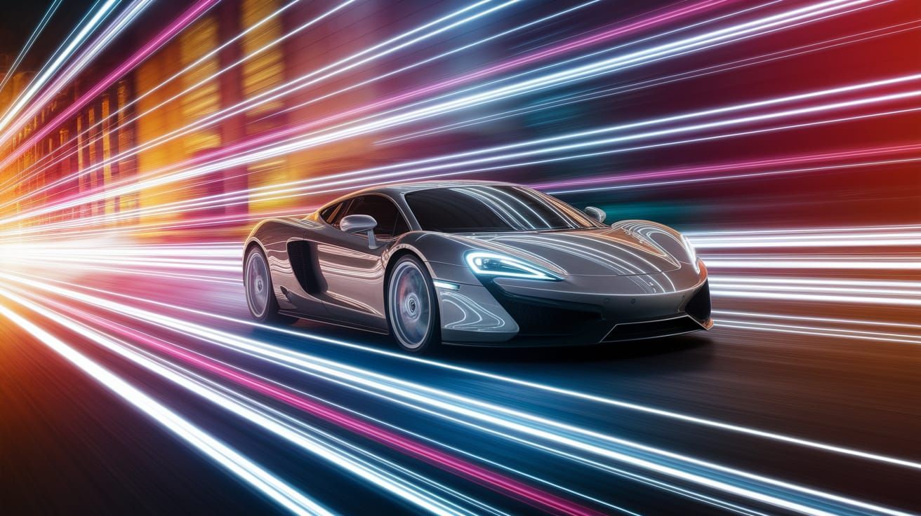 Hyper Realistic Sports Car Zooms Down City Street