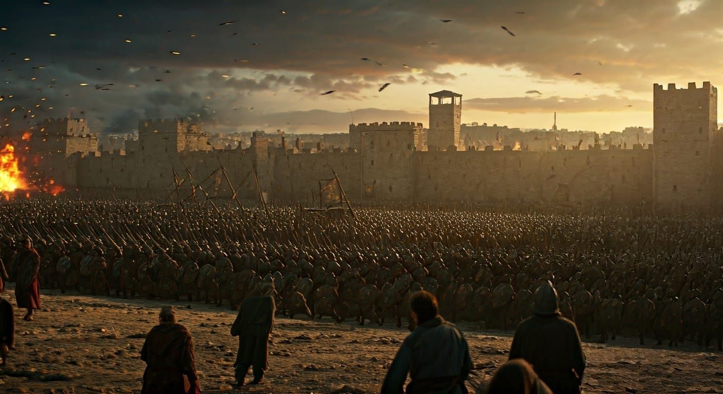 Medieval City Besieged by Byzantine Army