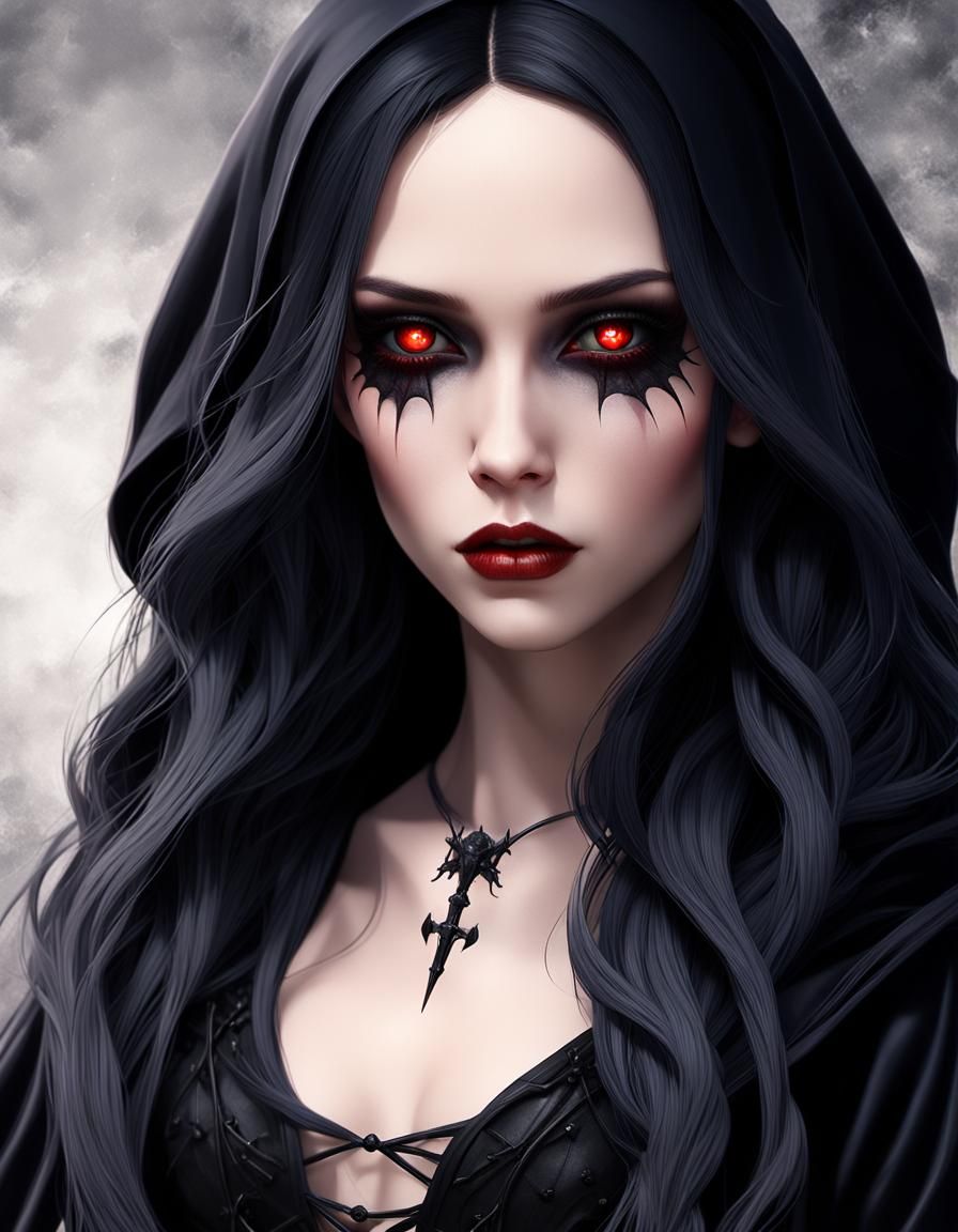 Dystopian Gothic Widow in Detailed 3D Anime Art