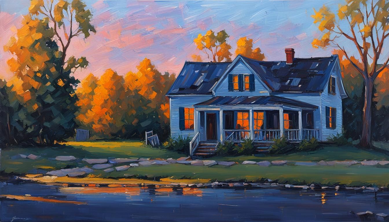 Golden Hour Oil Painting in Gurney Style