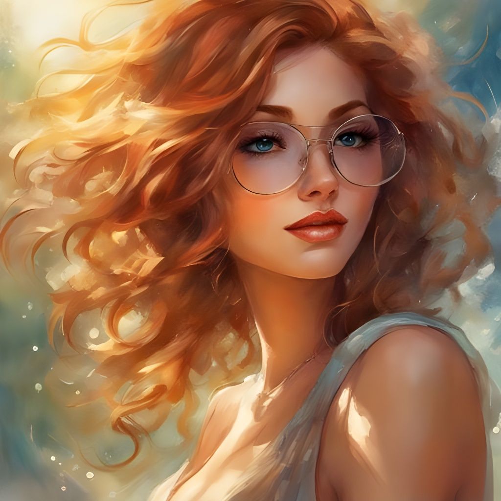 Beautiful Italian Girl Portrait in Splash Art Style