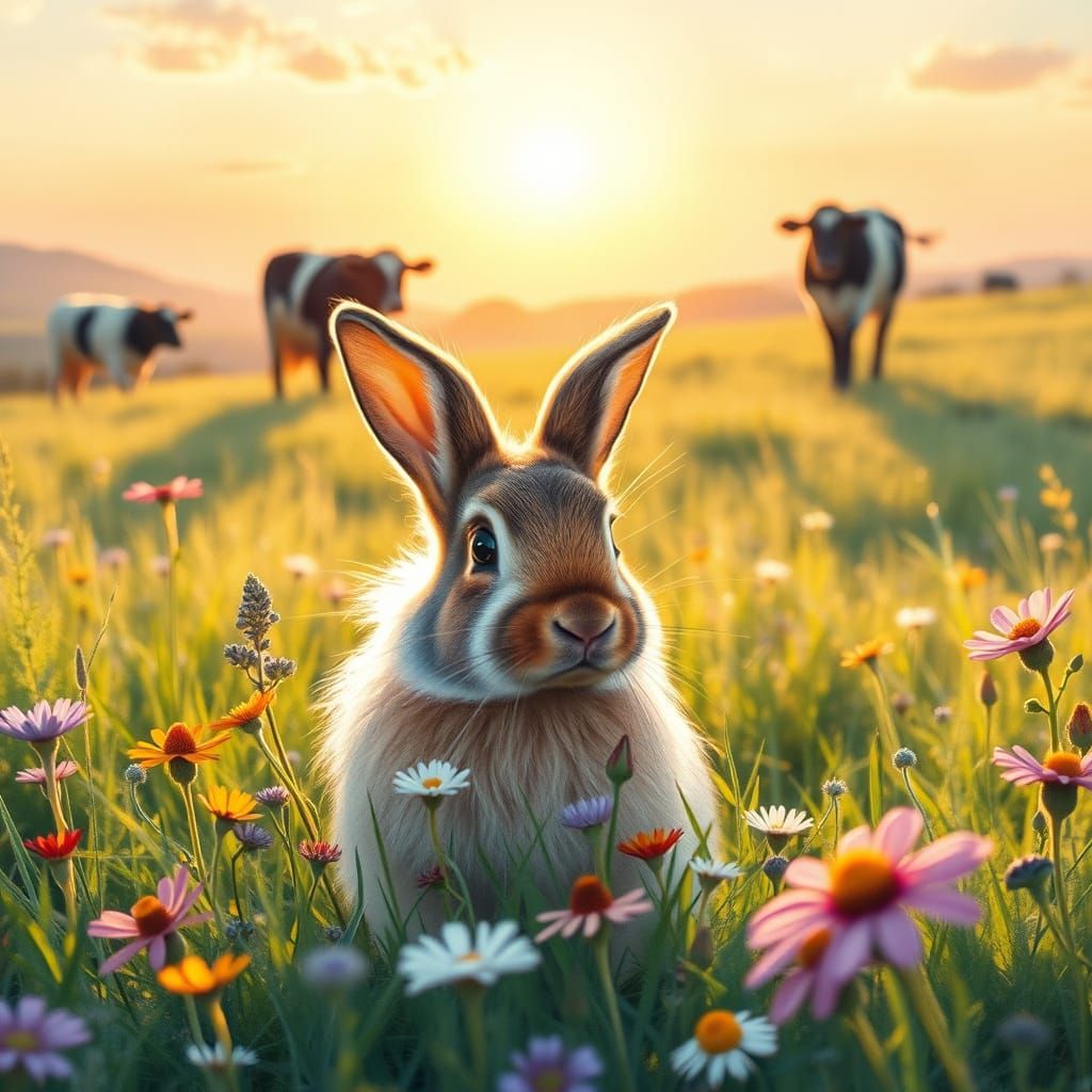 Vibrant Spring Meadow in Impressionist Style