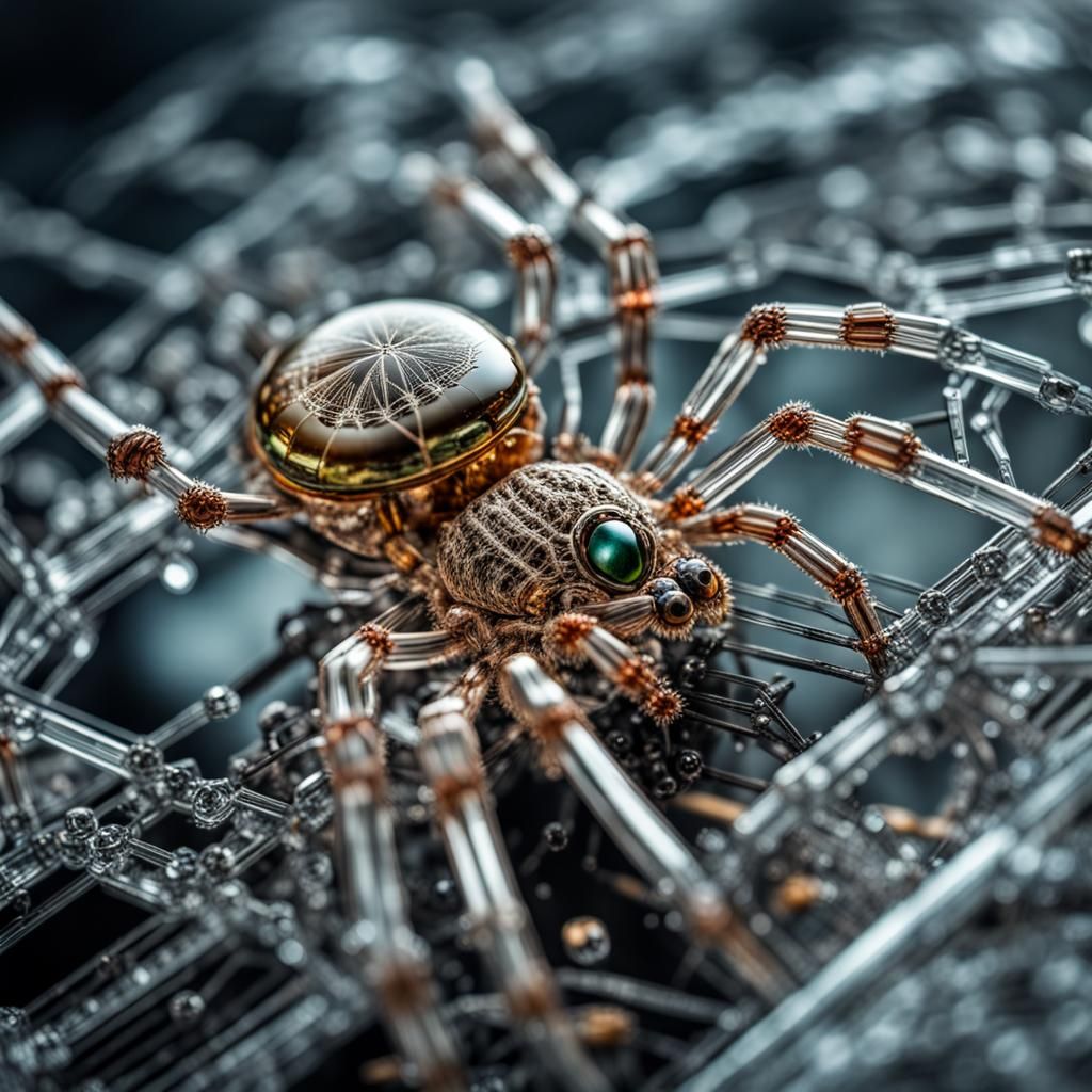 Transparent Mechanical Spider with Visible Internal Componen...