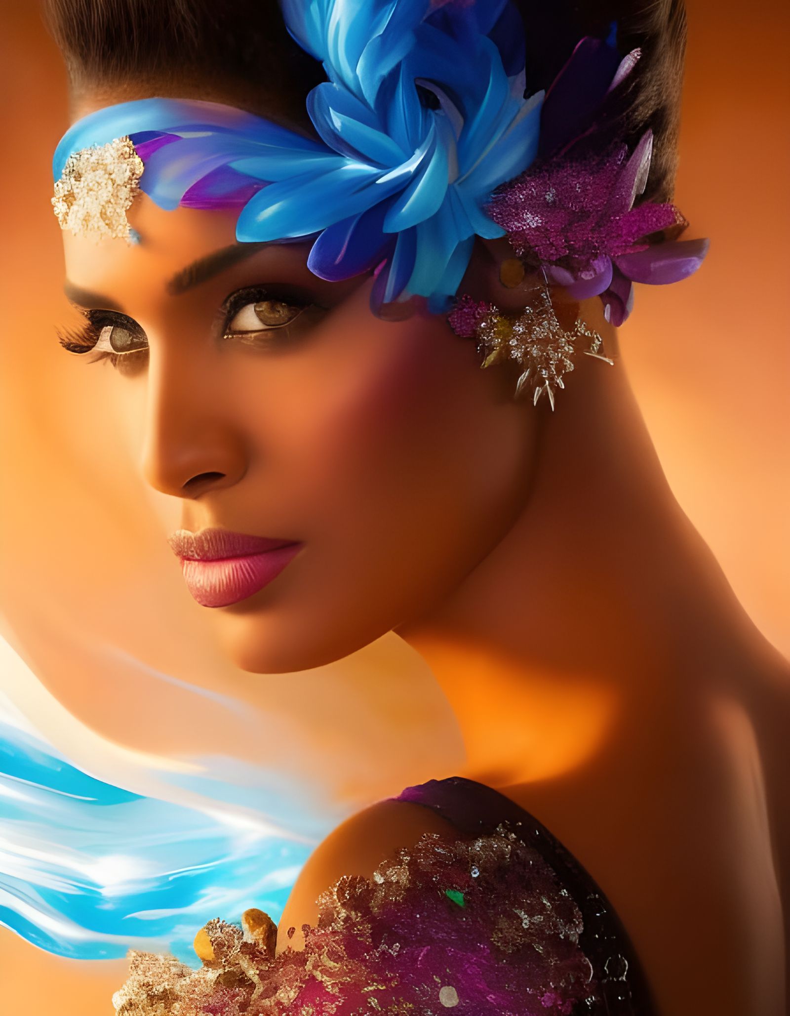 Colorful Liquid Portrait in Splash Art Style