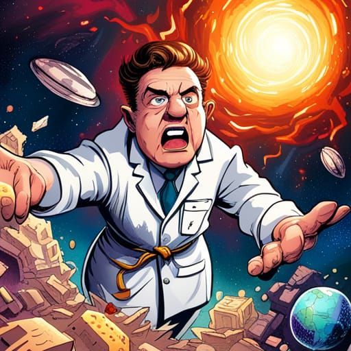 Mad Scientist Amidst Earth's Comic Demise