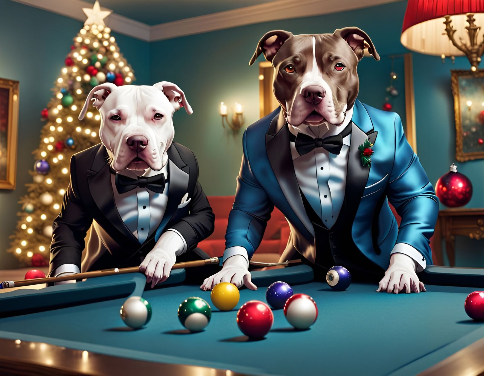 Dogs playing pool!
