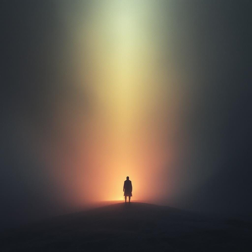 Ethereal Figure Lost in Eternal Neon Noir Expanse