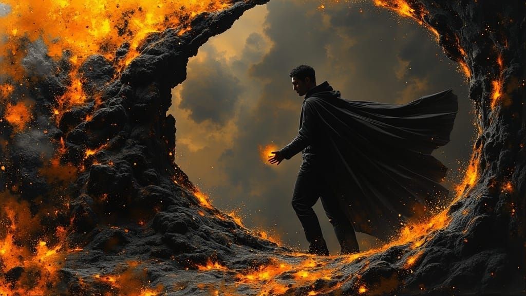 Magician and Wolf Before Enchanted Portal