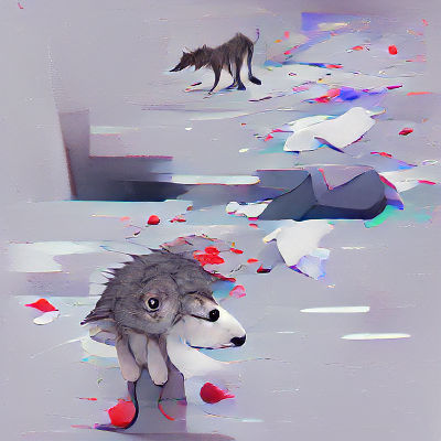 Melancholic Wolf Howling in Snowy Forest