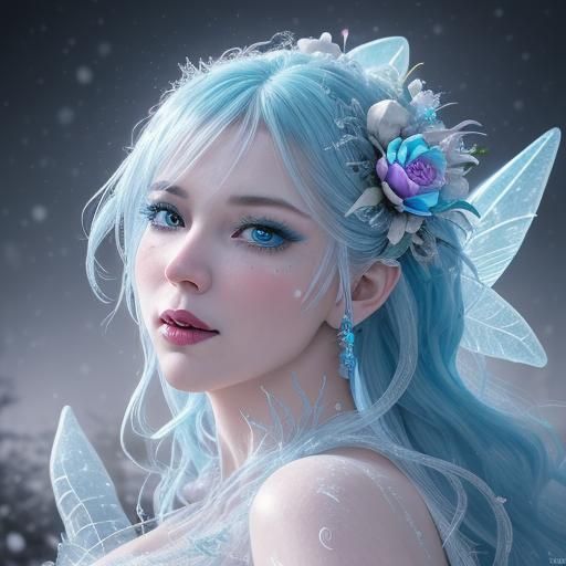 Ice Fairy in Snow Garden: Vibrant Baroque Style